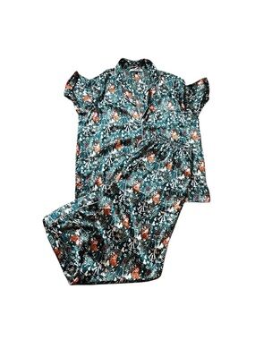 Their Nibs Silky Floral Owls Print Pajamas Set Sleep Loungewear